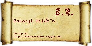 Bakonyi Milán névjegykártya
