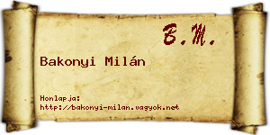 Bakonyi Milán névjegykártya