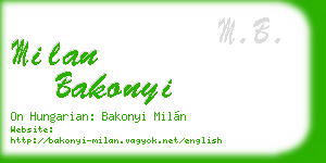 milan bakonyi business card